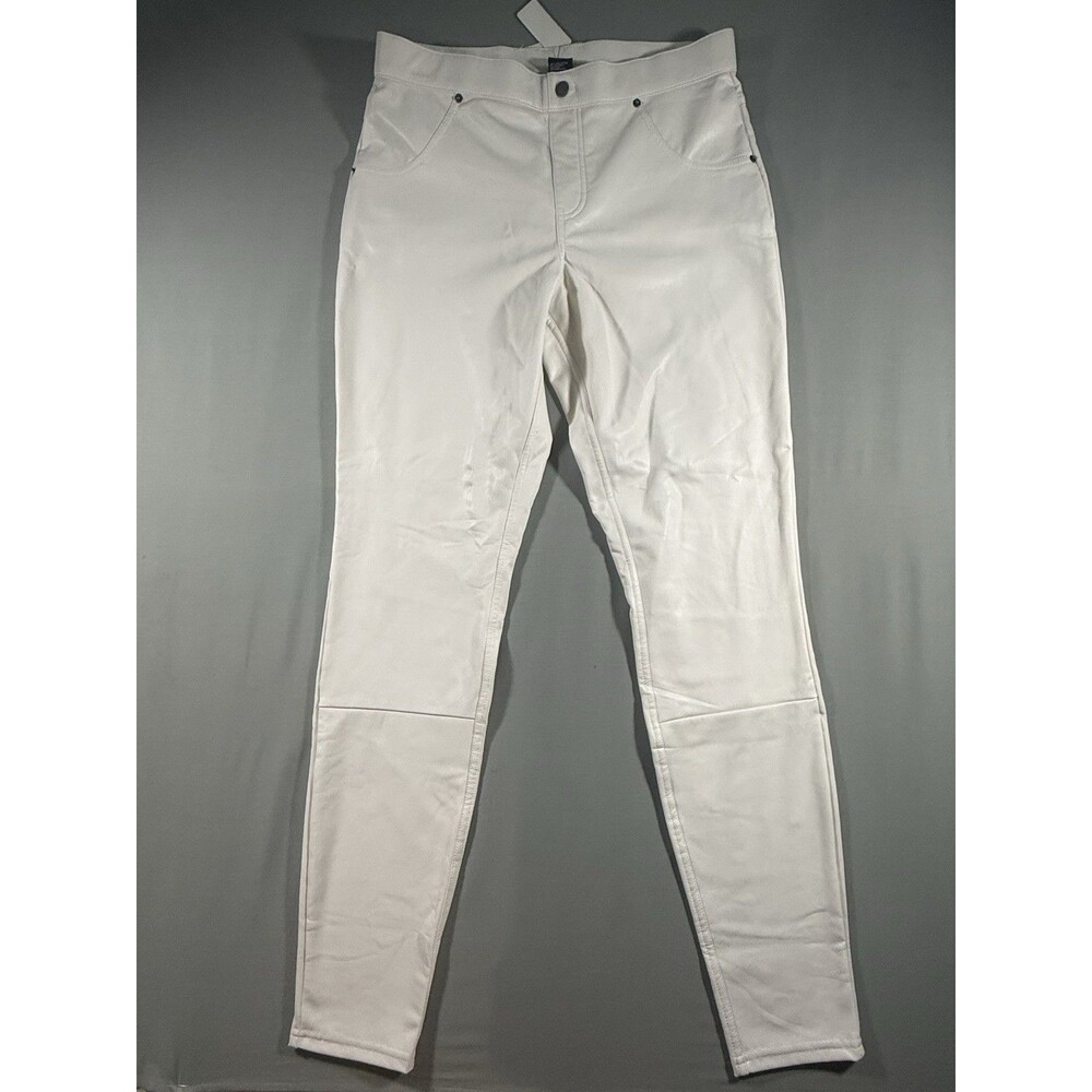 HUE Leatherette Vegan Leggings White Medium